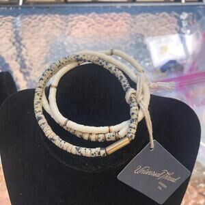 Universal Thread NWT Boho Cream Blue Beaded Genuine Stone Multi Strand Bracelet